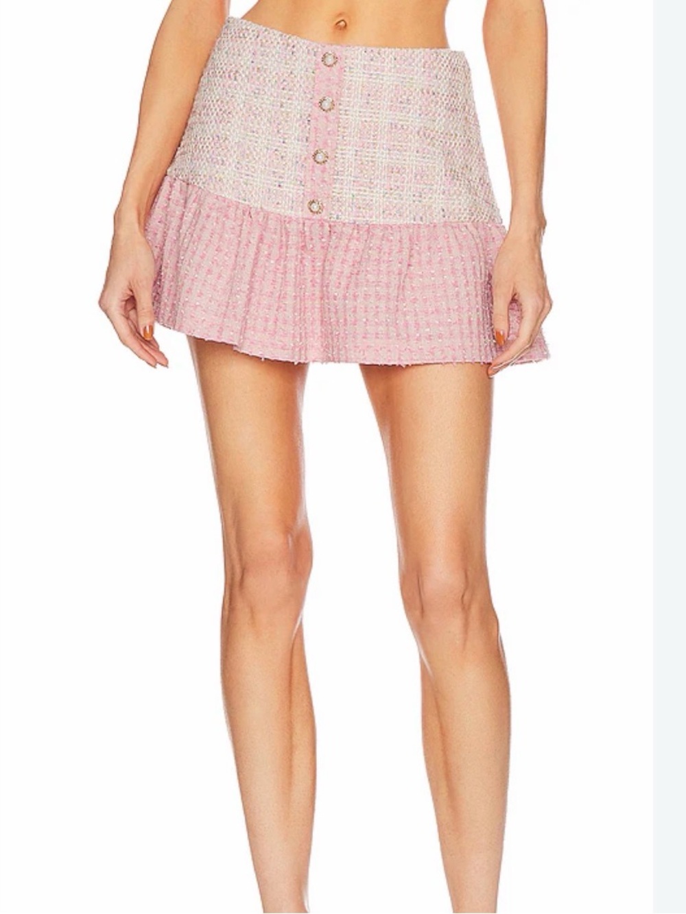 Amanda Uprichard Braswell skort, pink tweed, size small, ruffles, girly